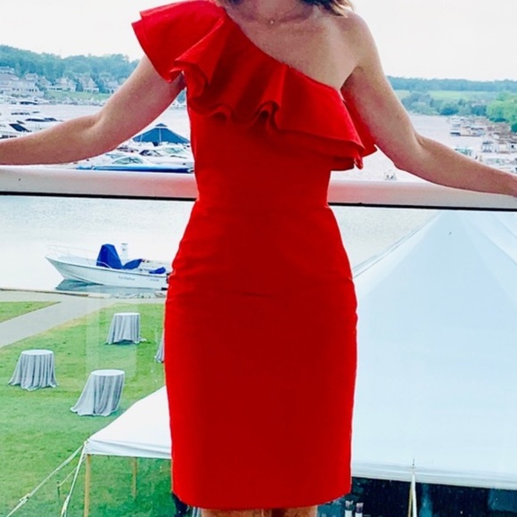 J Crew One Shoulder Ruffle Dress - Picture 6 of 8